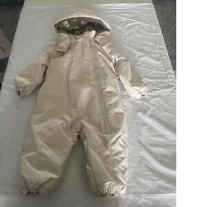 Zara Baby Snowsuit Cream Fleece Lined Hooded One Piece 12-18 Months 5644/503